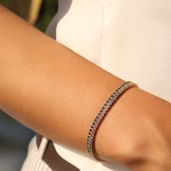 14k Prong Setting Diamond and Multi-Color Sapphire Tennis Bracelet