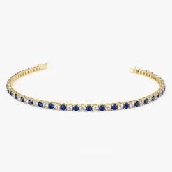 14k Prong Setting Diamond and Sapphire Tennis Bracelet