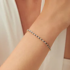 14k Prong Setting Diamond and Sapphire Tennis Bracelet