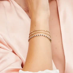14k Prong Setting Diamond and Sapphire Tennis Bracelet