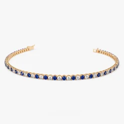 14k Prong Setting Diamond and Sapphire Tennis Bracelet