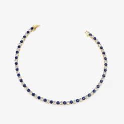 14k Prong Setting Diamond and Sapphire Tennis Bracelet