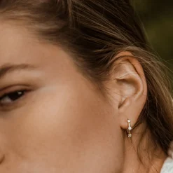 14k Prong Setting Diamond Hoop Earrings