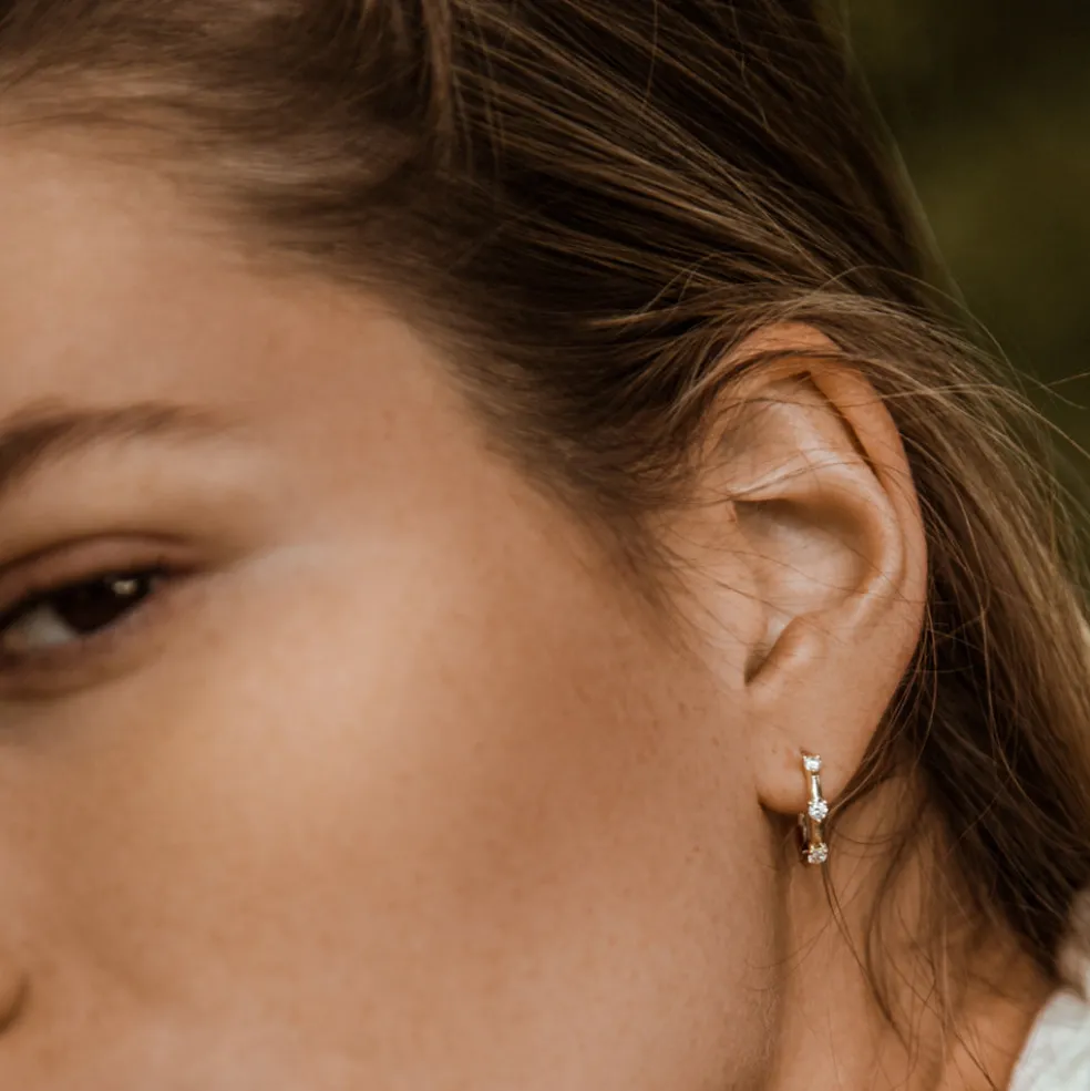 14k Prong Setting Diamond Hoop Earrings