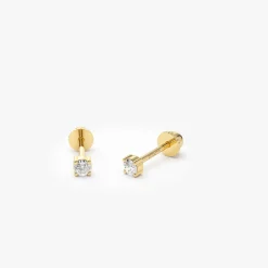 14k Prong Setting Diamond Stud Piercing