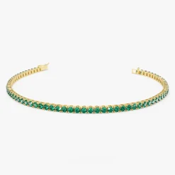 14k Prong Setting Emerald Tennis Bracelet