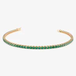 14k Prong Setting Emerald Tennis Bracelet