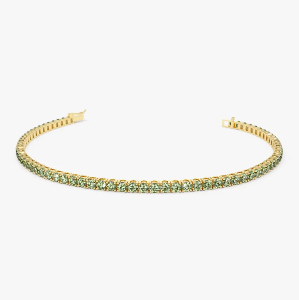 14k Prong Setting Peridot Tennis Bracelet