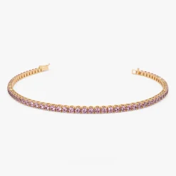 14k Prong Setting Pink Tourmaline Tennis Bracelet