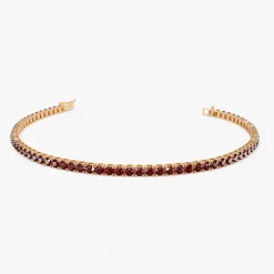 14k Prong Setting Red Garnet Tennis Bracelet