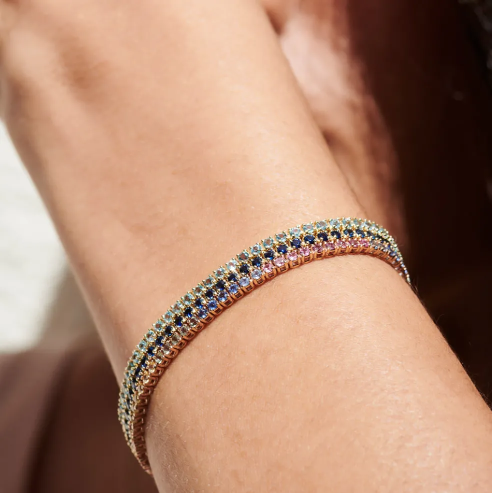 14k Prong Setting Turquoise Tennis Bracelet