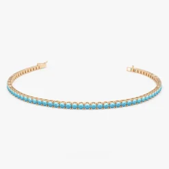 14k Prong Setting Turquoise Tennis Bracelet