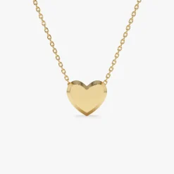 14k Puffed Heart Slider Necklace