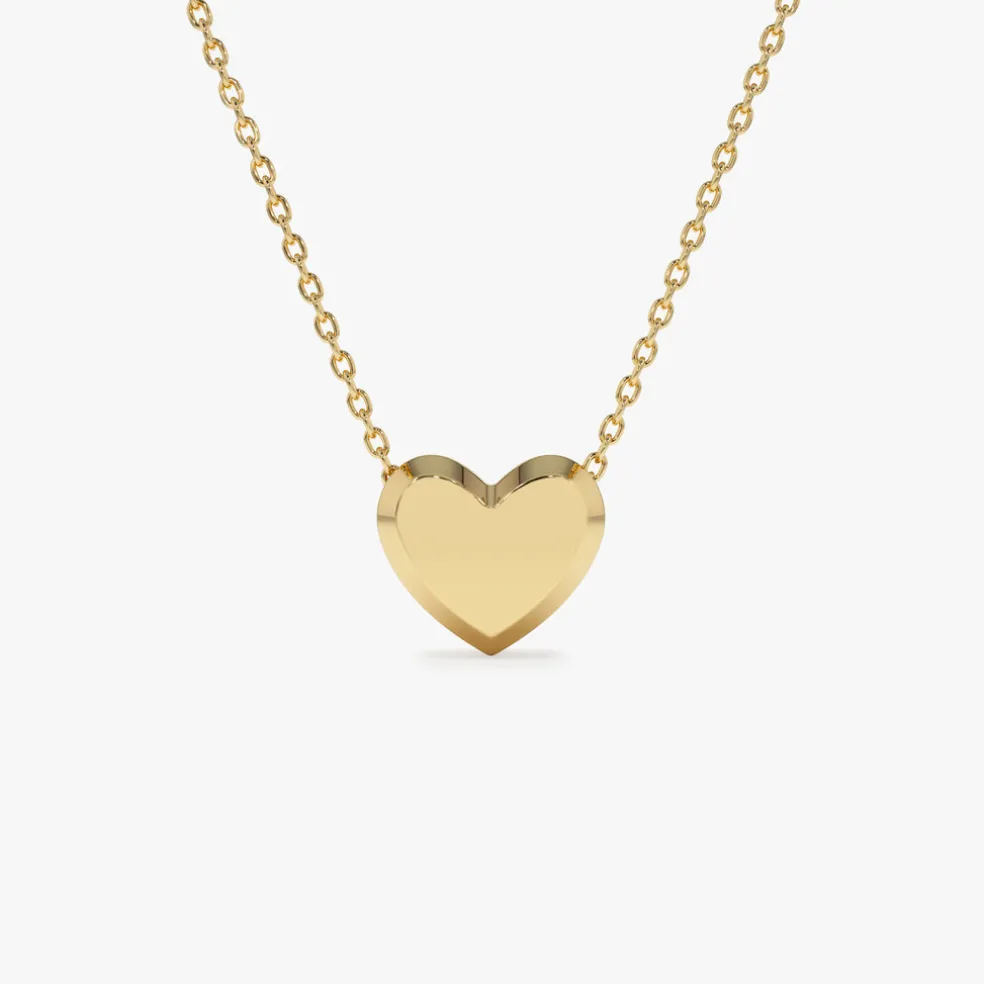14k Puffed Heart Slider Necklace
