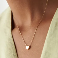 14k Puffed Heart Slider Necklace