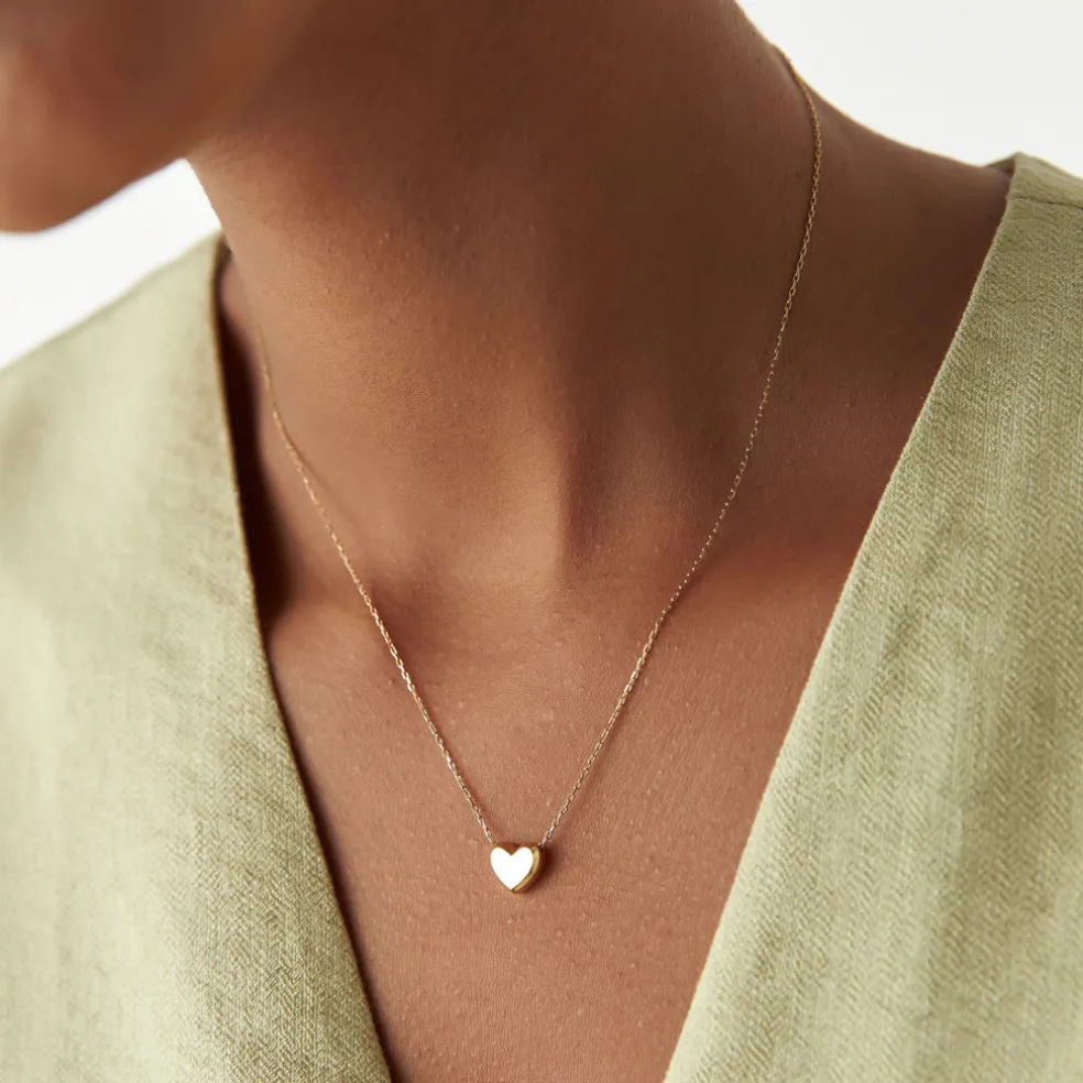 14k Puffed Heart Slider Necklace