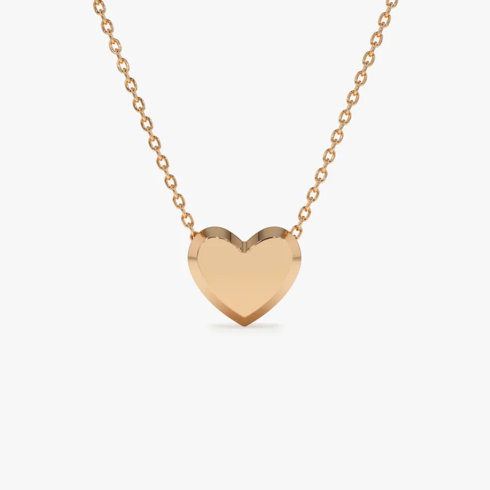 14k Puffed Heart Slider Necklace