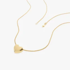 14k Puffed Heart Slider Necklace