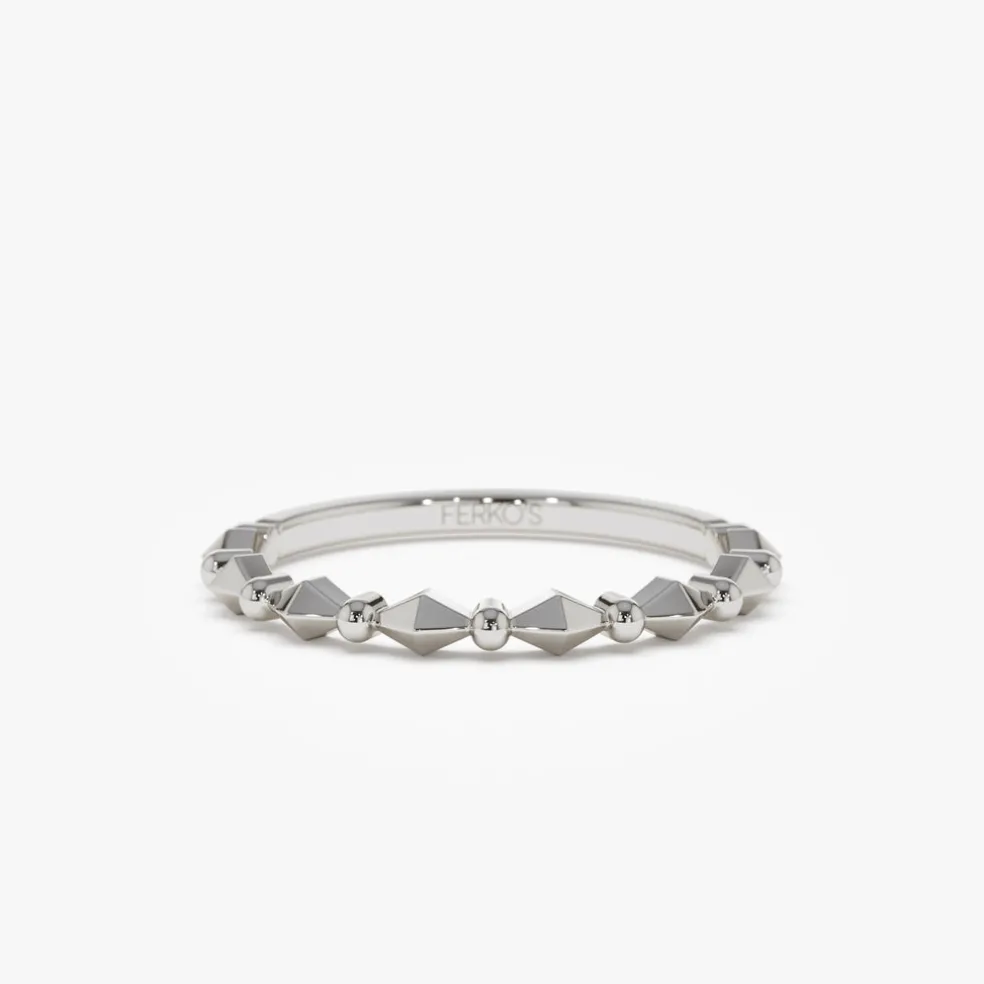 14K Pyramid and Bead Stacking Band