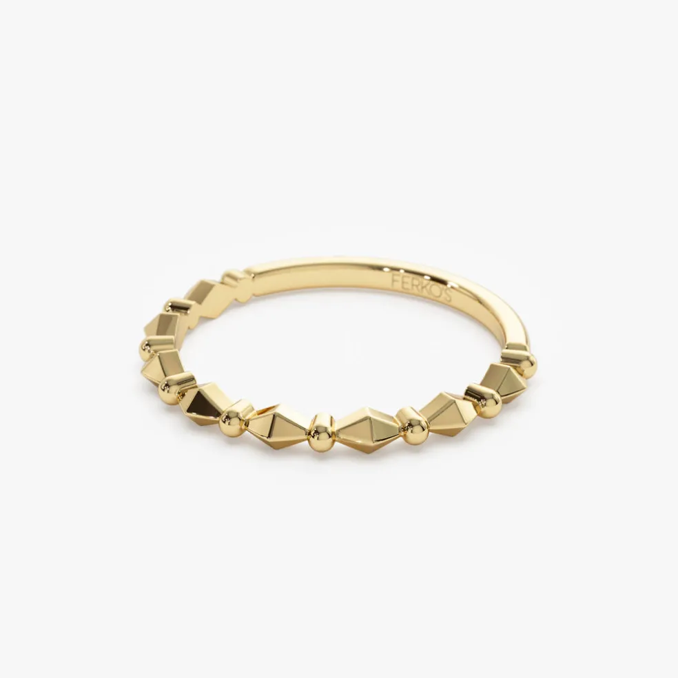 14K Pyramid and Bead Stacking Band