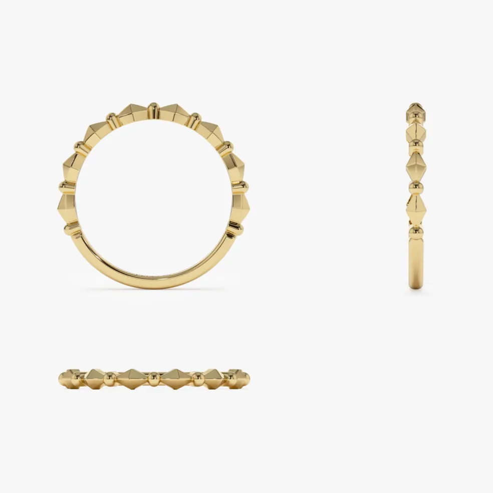 14K Pyramid and Bead Stacking Band