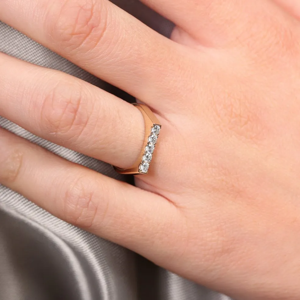 14K Rectangular Diamond Pinky Ring