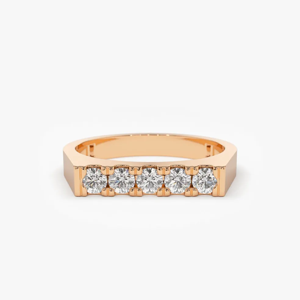 14K Rectangular Diamond Pinky Ring