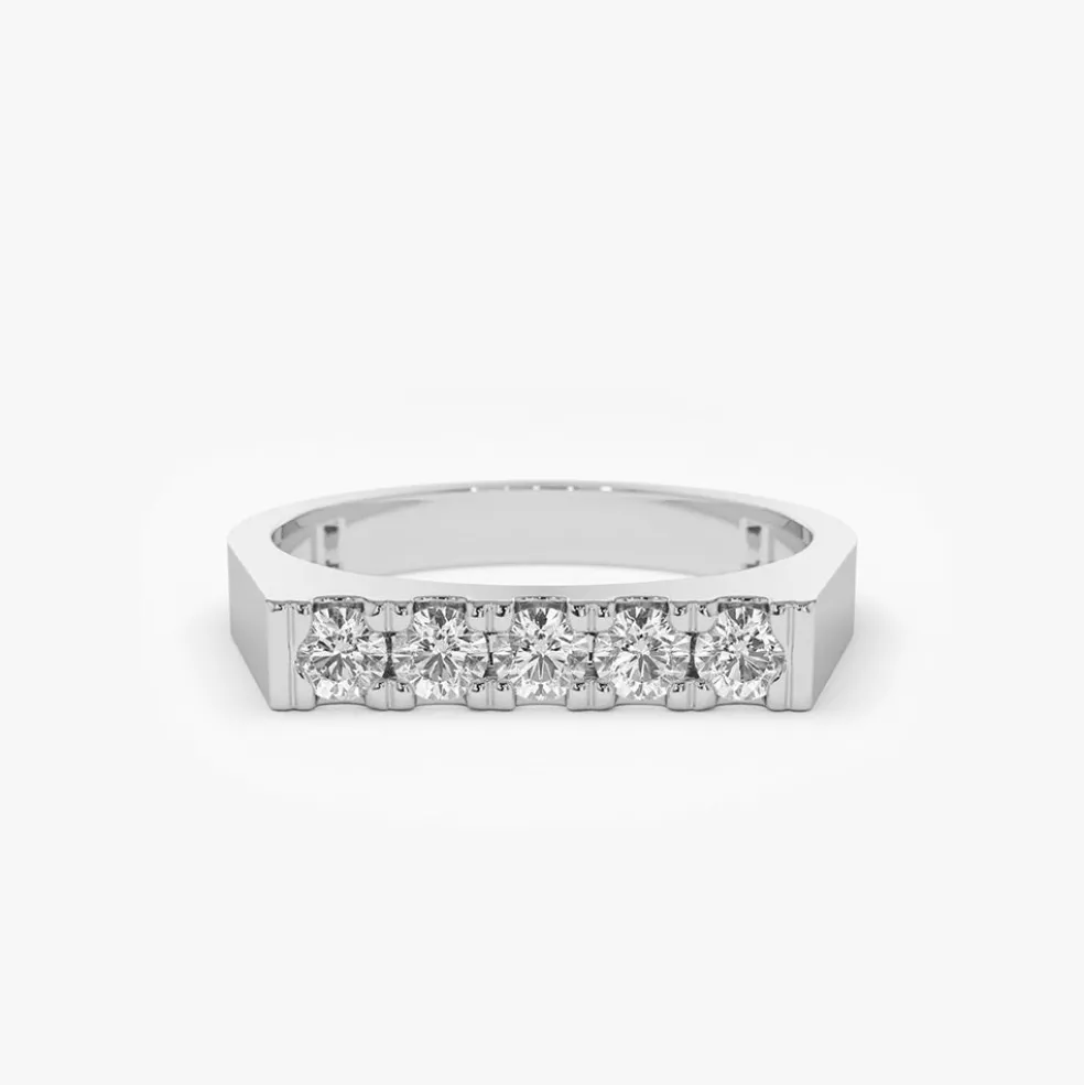 14K Rectangular Diamond Pinky Ring