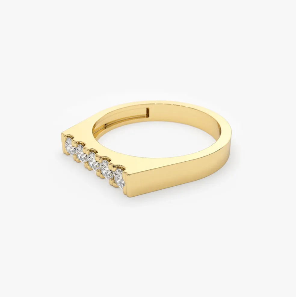14K Rectangular Diamond Pinky Ring