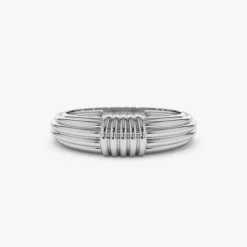 14k Ribbed Dome Graduating Gold Ring