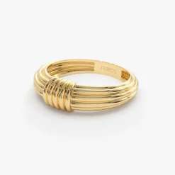 14k Ribbed Dome Graduating Gold Ring