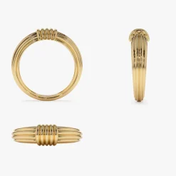 14k Ribbed Dome Graduating Gold Ring