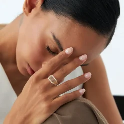 14k Ribbed Unique Design Diamond Signet Ring