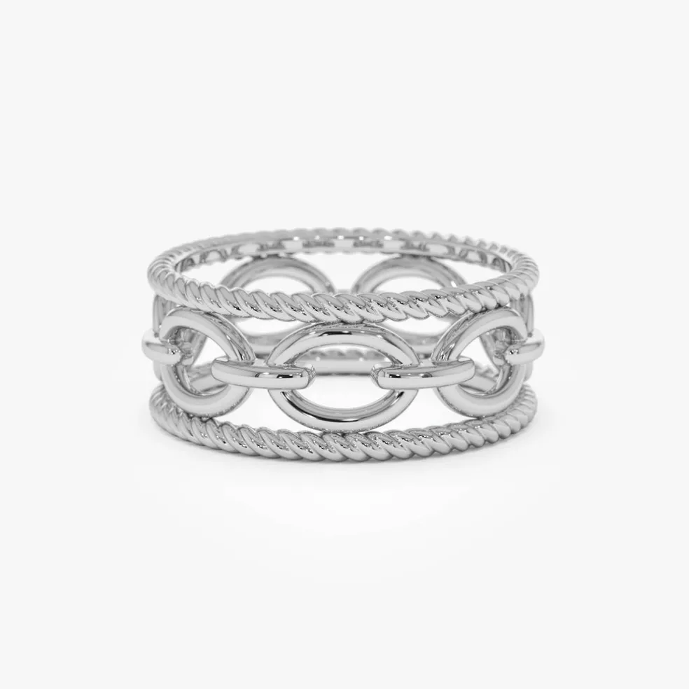 14k Rope Chain Link Unique Ring
