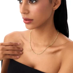 14k Rope Paperclip and Plain Oval Link Necklace