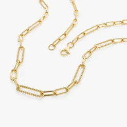14k Rope Paperclip and Plain Oval Link Necklace