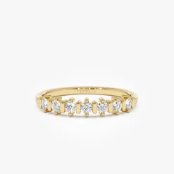 14K Round Cut 0.20 ctw Seven Stone Wedding Ring