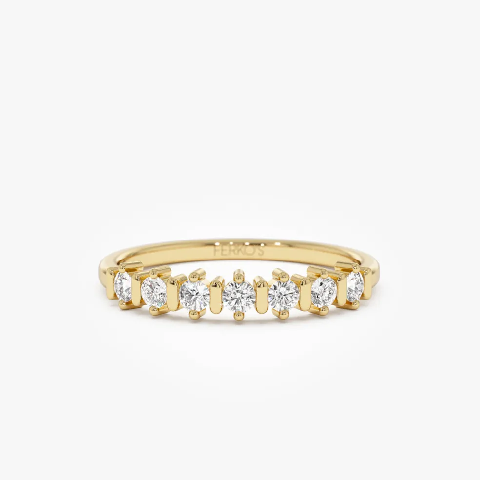 14K Round Cut 0.20 ctw Seven Stone Wedding Ring