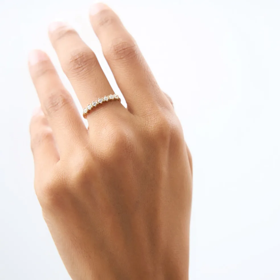14K Round Cut 0.20 ctw Seven Stone Wedding Ring
