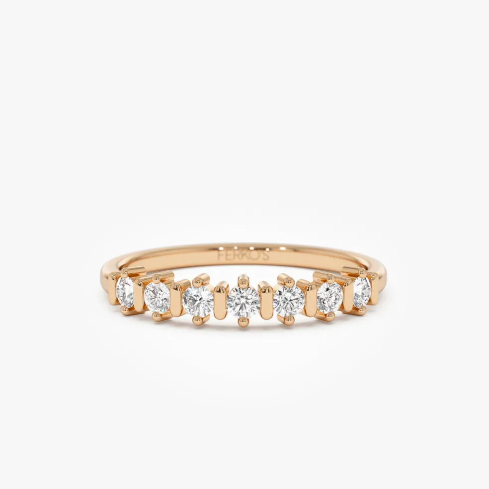 14K Round Cut 0.20 ctw Seven Stone Wedding Ring