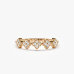 14k Round Diamond Stackable Clover Cluster Ring