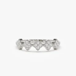 14k Round Diamond Stackable Clover Cluster Ring