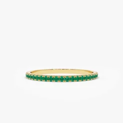 14k Round Emerald Eternity Band