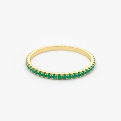 14k Round Emerald Eternity Band