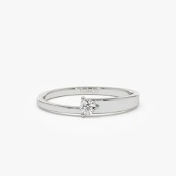 14k Round Solitaire Diamond Promise Ring