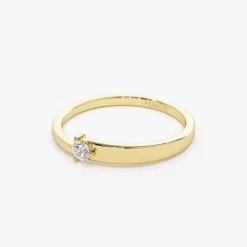 14k Round Solitaire Diamond Promise Ring