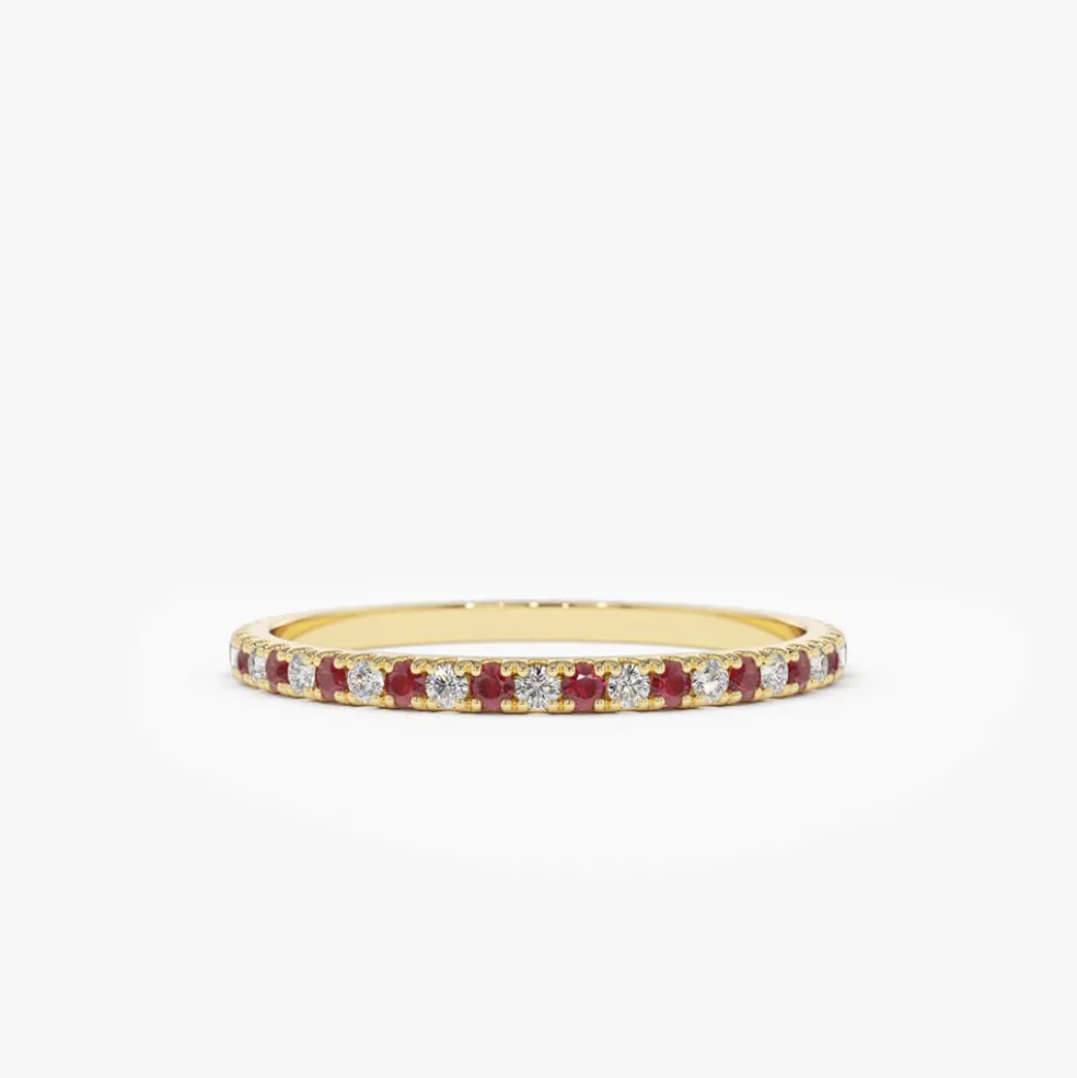 14K Ruby and Diamond Alternating Eternity Ring