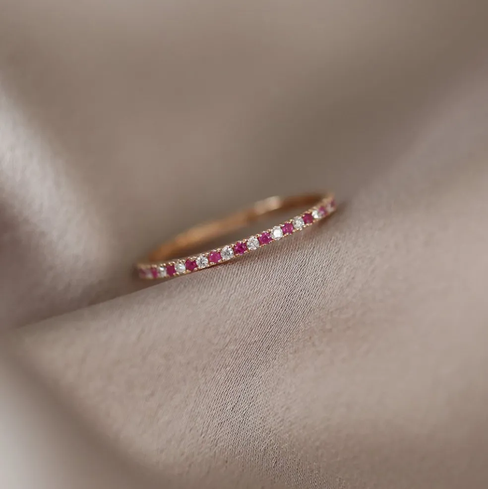 14K Ruby and Diamond Alternating Eternity Ring