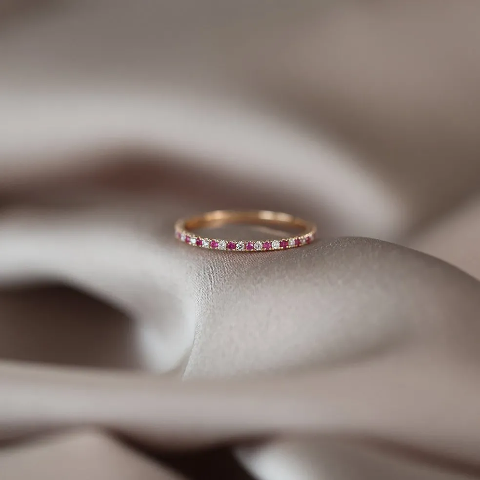 14K Ruby and Diamond Alternating Eternity Ring