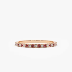 14K Ruby and Diamond Alternating Eternity Ring